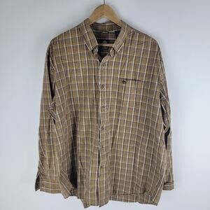 Timberland Long Sleeve Button Up Shirt Check Brown Size XL